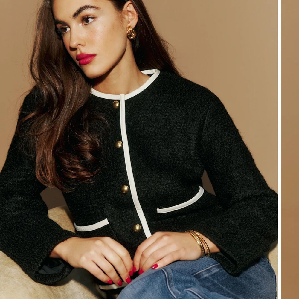 Reformation Dale Cropped Jacket Black - Size XS
